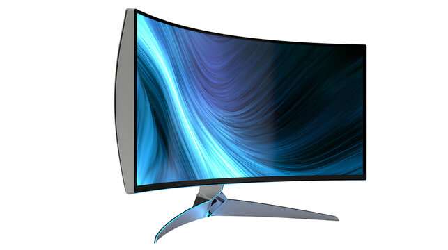 Curved gaming monitor, widescreen display for immersive pc gaming and professional use, white background