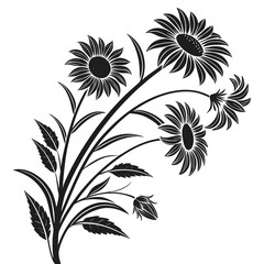 Fototapeta premium sunflower bouquet silhouette on white background