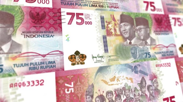 Seventy Five Thousand Rupiah Commemorative Currency Background
