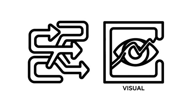 Complex process arrows and visual perception icons with process flow arrow icon complexity icon perception complexity direction movement navigation