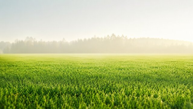Morning Green Soccer Field Grass Texture with Copy Space