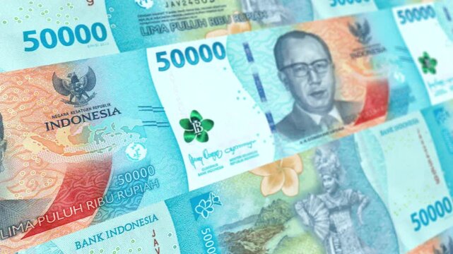 Close Up Indonesian 50000 Rupiah Currency Background