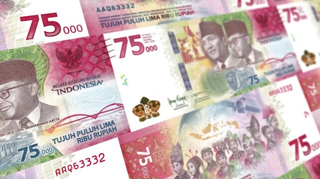 Indonesian 75000 Rupiah Currency Financial Background
