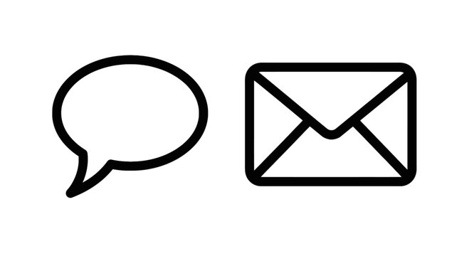 Speech bubble and email envelope linear icons with envelope communication dialogue internet interface discussion feedback notification business