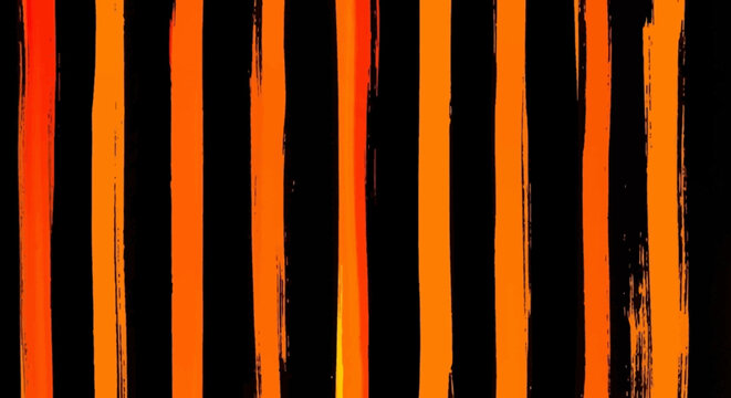 Orange and black vertical stripes abstract background.