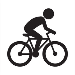 Obraz premium Silhouette of a man riding bicycle on white background
