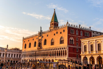 Obraz premium sunset evening view of the Doge's Palace on the square San Marco in Venice
