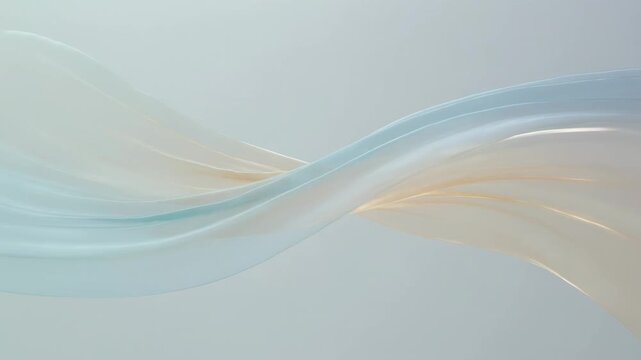 Entering right sheer ribbon sweeping twisting and pastel gloss on pale backdrop creating calming l