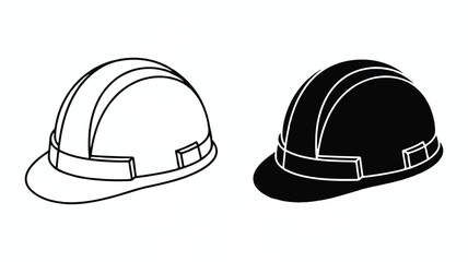 Fototapeta premium Technical blueprint style illustration of two hard hats side by side