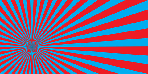 Fototapeta premium Red And Blue Radial Sunburst Background With Optical Abstract Retro Pattern