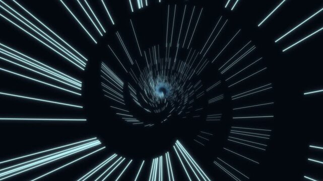 Spiraling light streaks create a dynamic tunnel effect