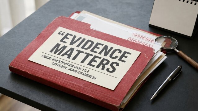 Fraud Investigation File with Evidence Matters Label