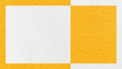 Fototapeta premium Textured white, yellow paper background with frame and geometric panel. Template for presentation with copy space