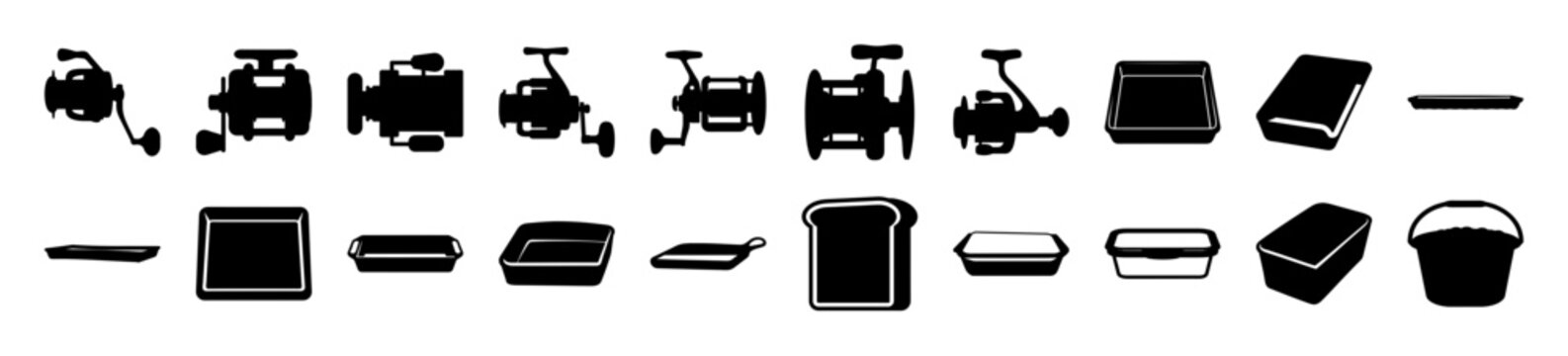 Flat pack furniture assembly icons set - Modern flat pack furniture icons showing assembly steps from boxes to assembled items in a clean black and white style.