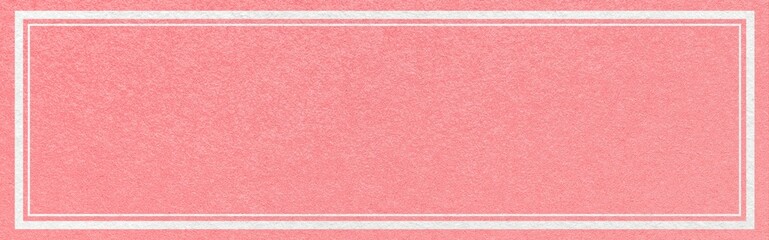 Fototapeta premium Light warm pink textured paper background with white double frame border and copy space for website header banner template