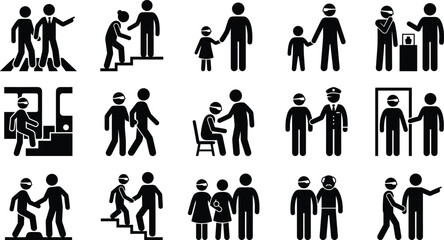 Flat icons showing various social interactions and greetings © EPS VECOR 