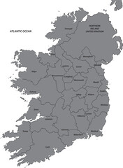 Fototapeta premium Map of Ireland with counties and cities political division vector illustration 