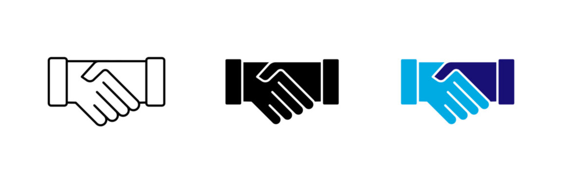 Business Handshake People Icon Set, Agreement and Partnership Symbols Vector