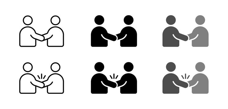 Handshake People Icon Set, Agreement and Partnership or friendship Symbols Vector