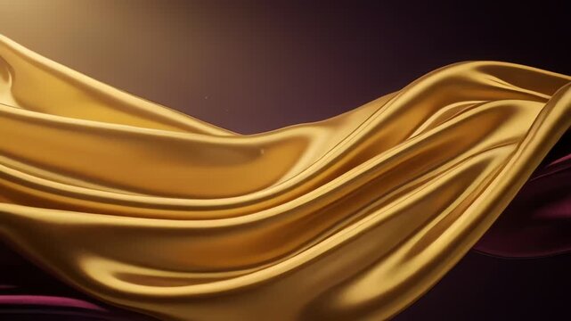 Elegant flowing golden fabric ribbon motion graphic background for luxury video