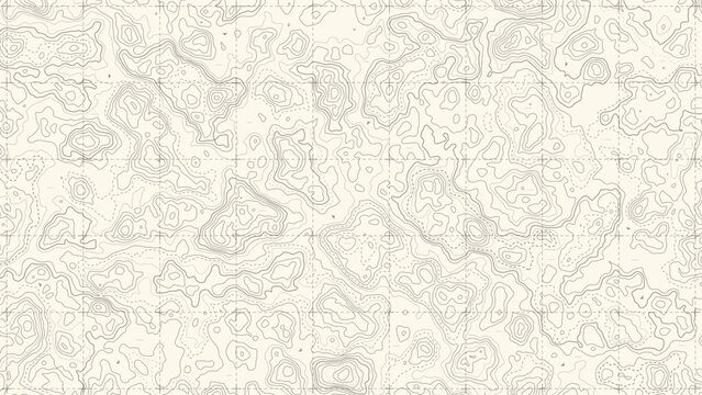 vintage topographic map line with retro dash lines, navigation details, elevation in old paper. exploration grid lines with Contour and dots, direction elements in minimal sheet.