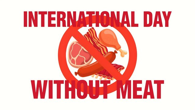 International day without meat concept poster with prohibited vegetarian lifestyle awareness celebration