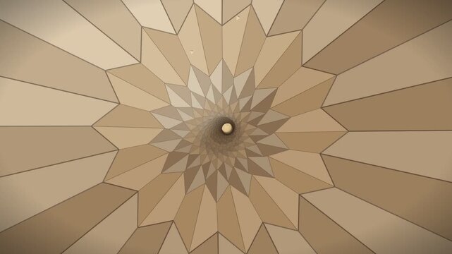 Geometric pattern seen from below in brown tones with a central point