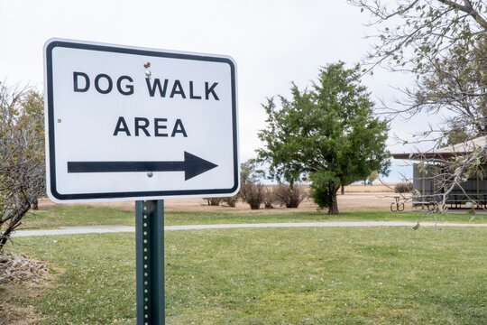 dog walk area sign in a freeway rest area