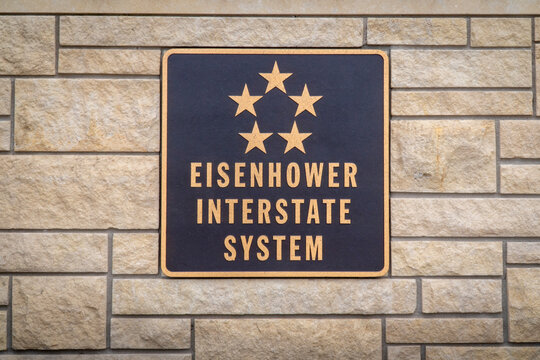 Eisenhower Interstate System sign in a freeway rest area in Kansas