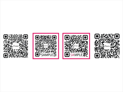 Sample qr code variations with logos and borders