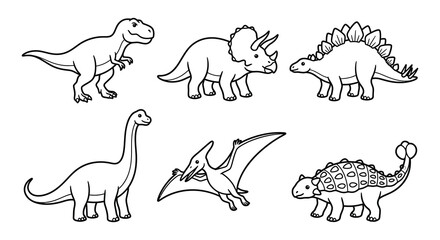 Dinosaur Illustrations Black And White Vector Graphics On White Background © nurjahan