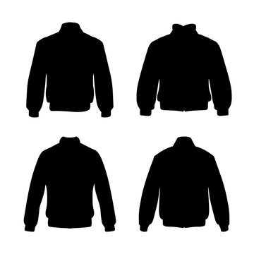 Black hoodie jacket vector illustrations - Four black hoodie jacket vector icons in clean, minimalist style for designs or presentations.
