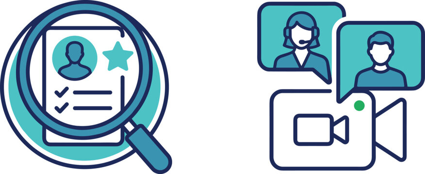 Professional video interview with two people using virtual meeting software
