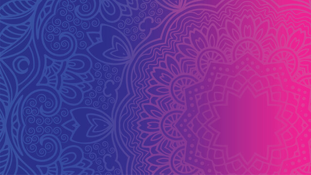 Colorful paisley pattern with mandalas and floral designs gradient