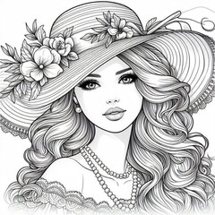 Fototapeta premium woman people drawing blonde smile lips illustration