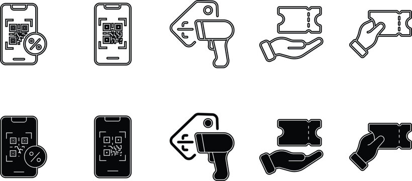 Mobile payment and ticketing icons

