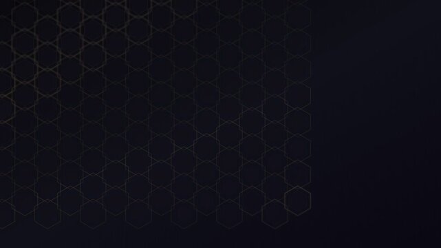 Abstract golden hexagon grid pulsing on a dark background