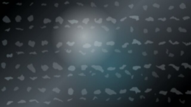 Abstract glowing particles moving in rows on dark background