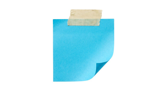 Blue sticky note with tape isolated on transparent background png