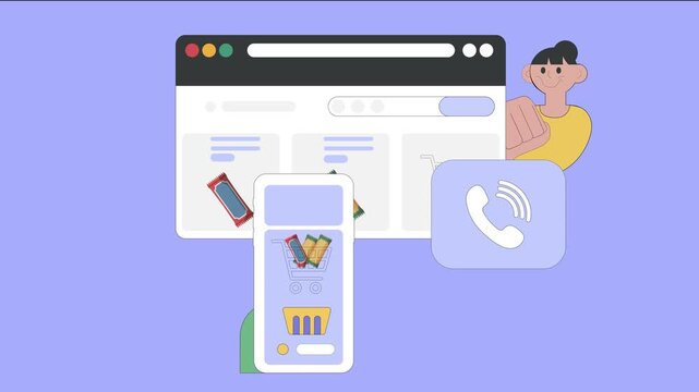 Modern e-commerce animation featuring mobile shopping, online ordering, QR code payments and digital checkout. Perfect for fintech, retail apps, online stores and business promotions.