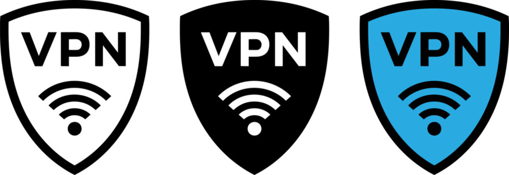 Vpn shield icon set, secure connection symbol, vector illustration