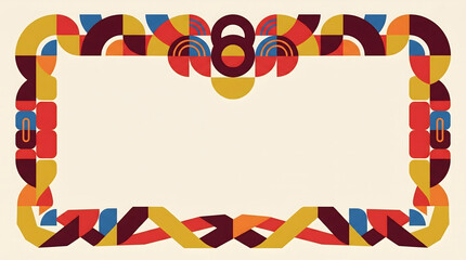 Obraz premium Vibrant geometric border frame with colorful shapes and patterns
