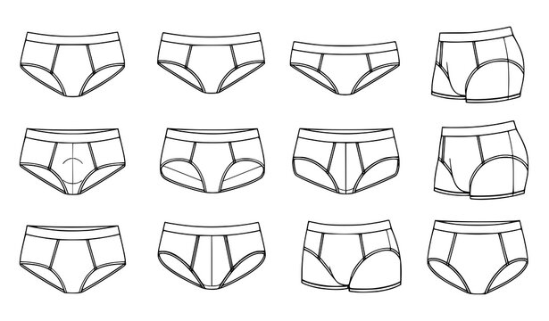 Men's underwear line art collection briefs and boxer briefs design set