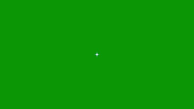 Twinkling stars animation. fast line glitter motion, white cartoon blinking stars, flat vector doodle sparkle, glowing light effect, retro shine movement, green screen background 4k animation.