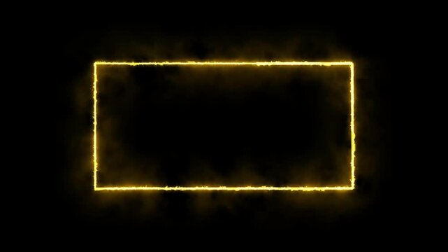 glowing neon square rectangle picture frame icon animation shape frame rotation footage round border frame movement photo frame neon box sign symbol with on a black background .