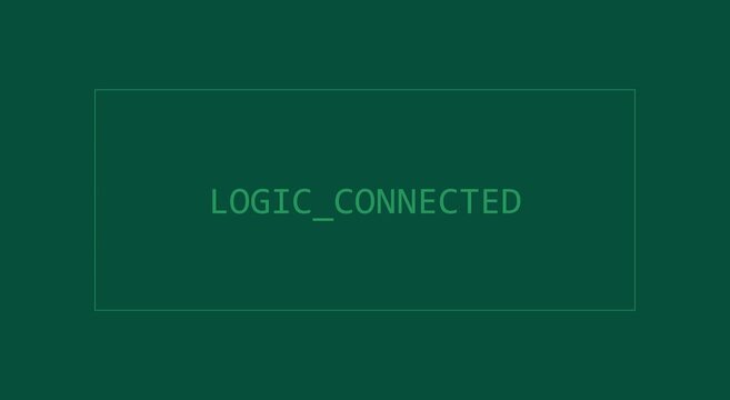 Minimalist logic connected text animation on dark green animation background, for tech presentations