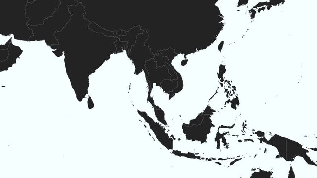 World Map Zoom to Philippines, Black and White Map with Green Highlight, video