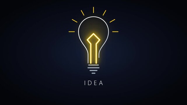 Minimalist light bulb animation: creative idea concept and innovation motion creativity