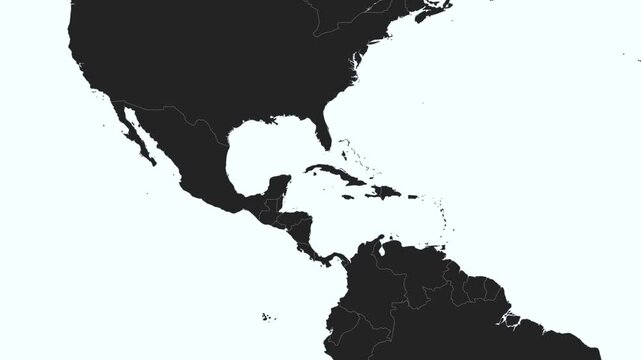 World Map Zoom to Mexico, Black and White Map with Green Highlight, video