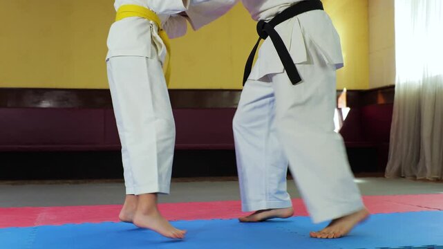 The coach teaches the athlete to perform throws